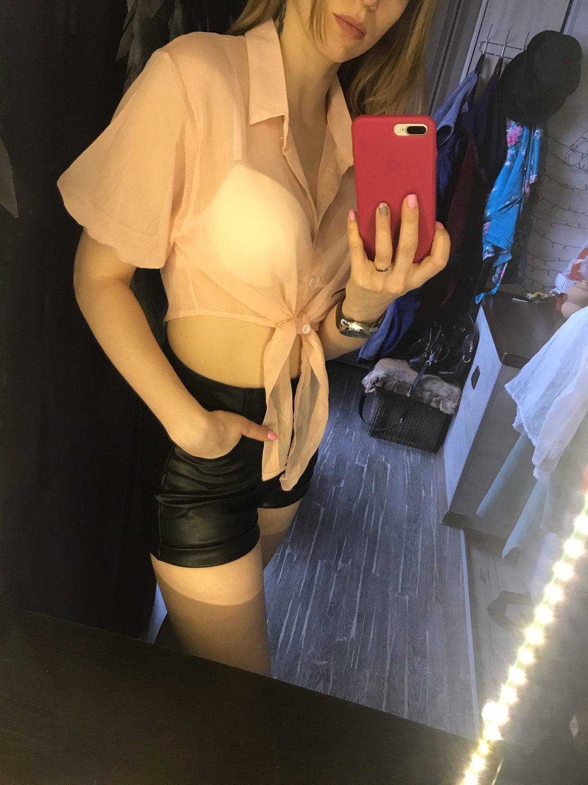 Women's Casual Chiffon Button-Up Shirt