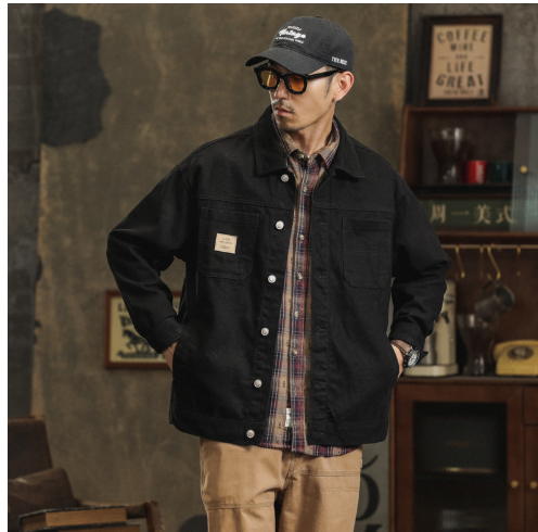 Men's Cotton Lapel Vintage Cargo Jacket Spring