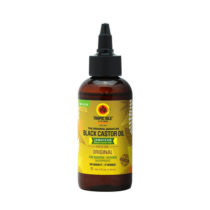 Tropic Isle Living Jamaican Black Castor Oil | Rich in Vitamin E Omega Fatty Acids & Minerals | For Hair Growth Oil Skin Conditioning Eyebrows & Eyelashes Scalp and Nail Care (4oz)